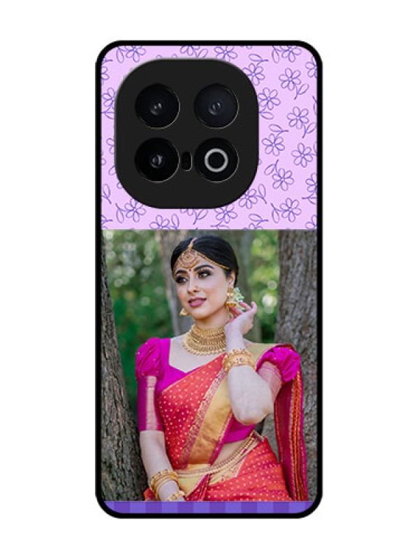 Custom iQOO 13 5G Custom Metal Phone Case - Purple Floral Design