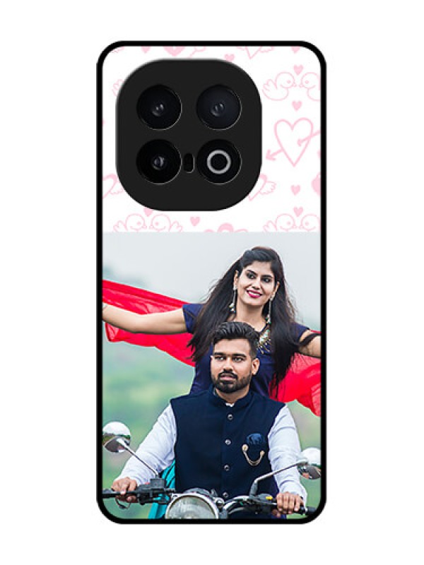 Custom iQOO 13 5G Custom Metal Phone Case - Pink Flying Heart Design