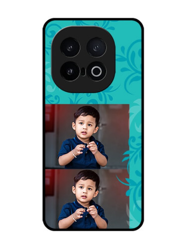 Custom iQOO 13 5G Custom Metal Phone Case - With Photo And Green Floral Design