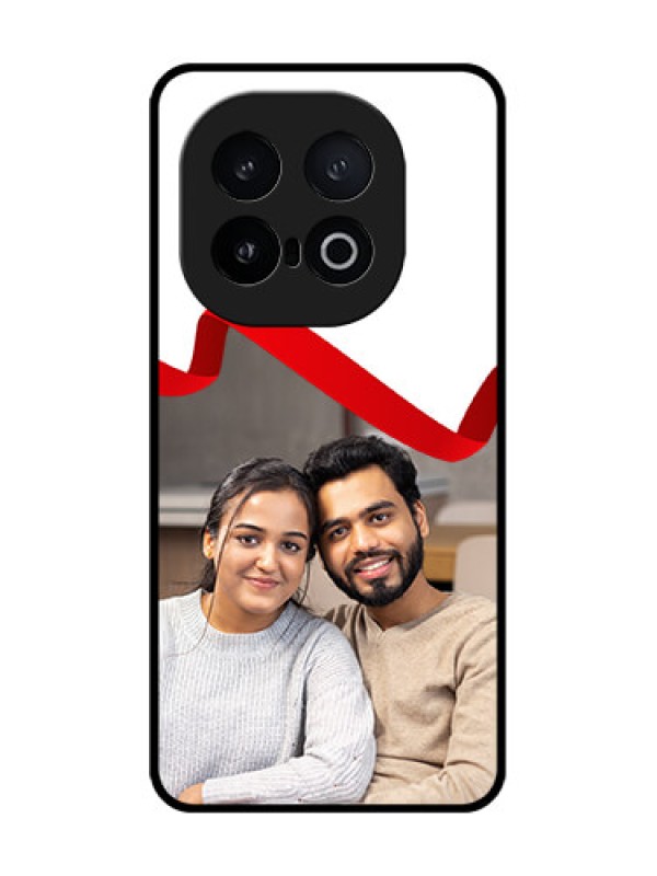 Custom iQOO 13 5G Custom Metal Phone Case - Red Ribbon Frame Design