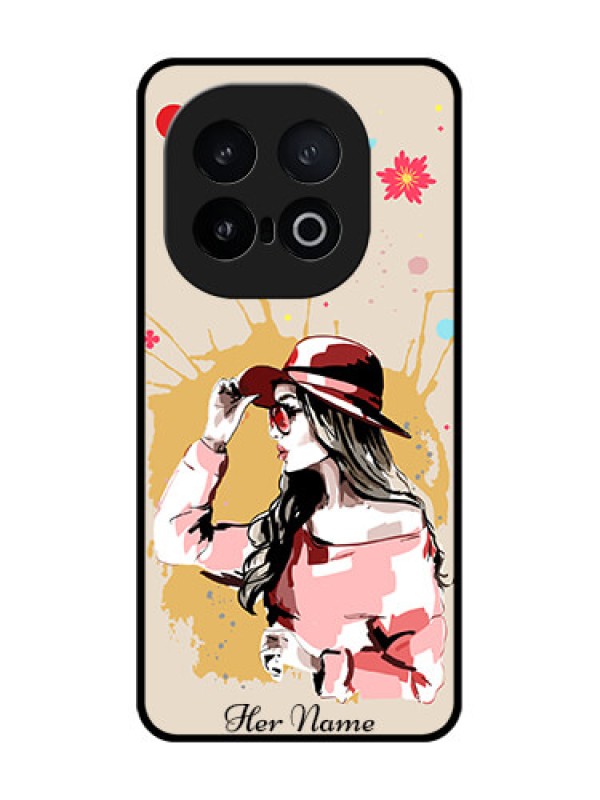 Custom iQOO 13 5G Custom Metal Phone Case - Women With Pink Hat Design