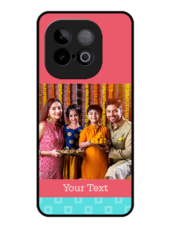 Custom iQOO Neo 10 5G Custom Metal Phone Case - Peach & Blue Color Design