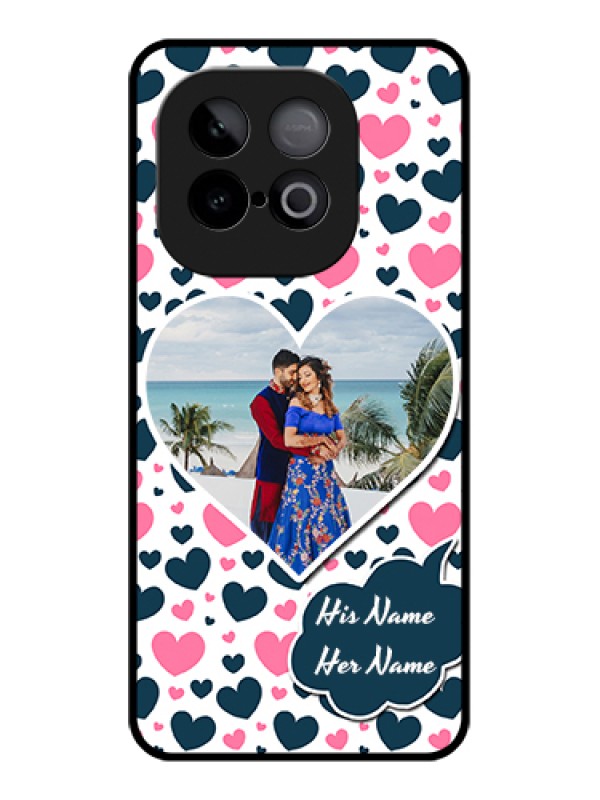 Custom iQOO Neo 10 5G Custom Metal Phone Case - Pink & Blue Heart Design