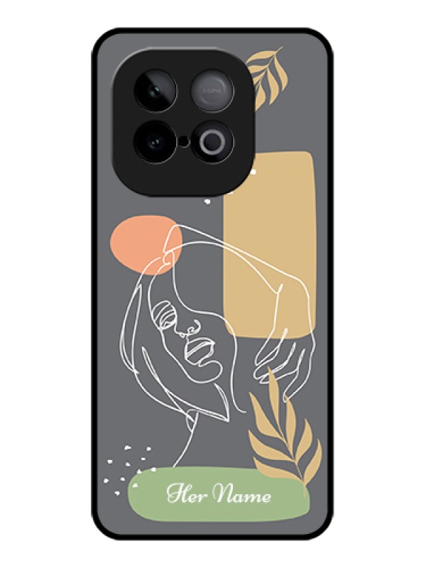 Custom iQOO Neo 10 5G Custom Metal Phone Case - Gazing Woman Line Art Design