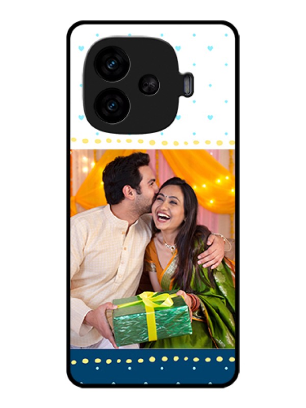 Custom iQOO Neo 10R 5G Custom Metal Phone Case - White And Blue Abstract Design