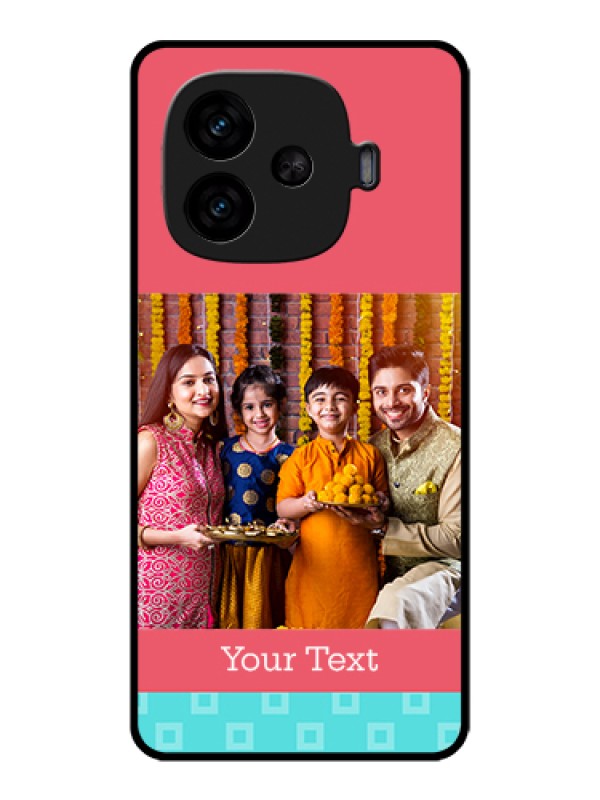 Custom iQOO Neo 10R 5G Custom Metal Phone Case - Peach and Blue Color Design