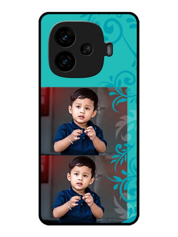 Custom iQOO Neo 10R 5G Custom Metal Phone CaseWhite And Blue Abstract Design