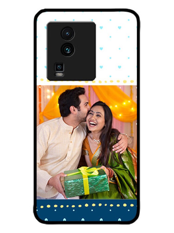 Custom iQOO Neo 7 5G Custom Metal Phone CaseWhite And Blue Abstract Design