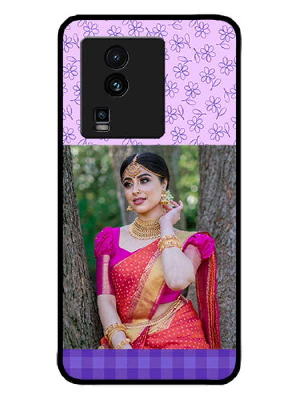 Custom iQOO Neo 7 5G Custom Metal Phone CasePurple Floral Design