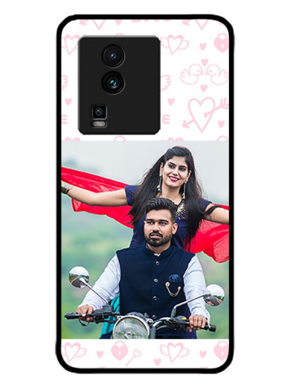 Custom iQOO Neo 7 5G Custom Metal Phone CasePink Flying Heart Design