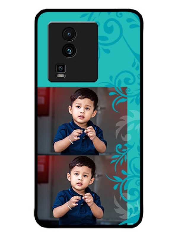 Custom iQOO Neo 7 5G Custom Metal Phone CaseWith Photo And Green Floral Design