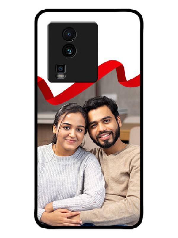 Custom iQOO Neo 7 5G Custom Metal Phone CaseRed Ribbon Frame Design