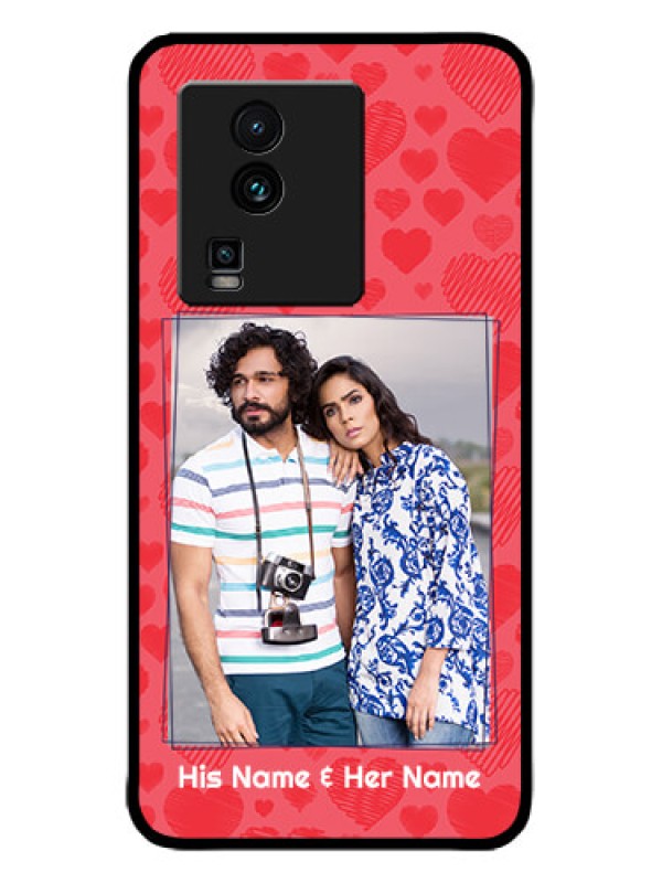 Custom iQOO Neo 7 5G Custom Metal Phone CaseWith Red Heart Symbols Design