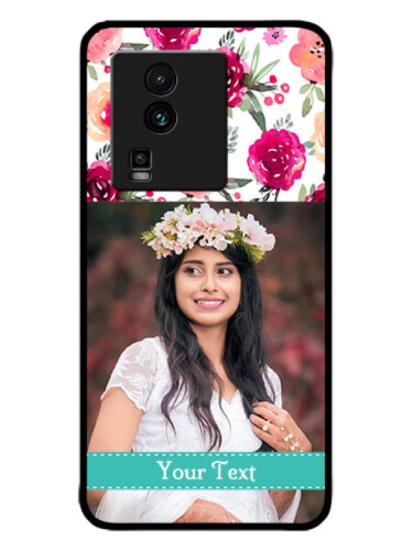 Custom iQOO Neo 7 5G Custom Metal Phone CaseWater Colors Floral Design