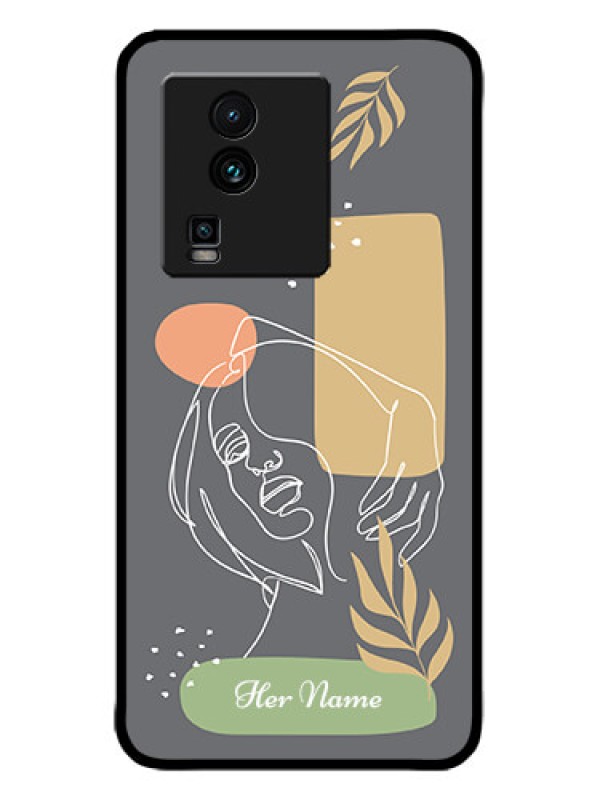 Custom iQOO Neo 7 5G Custom Metal Phone CaseGazing Woman Line Art Design