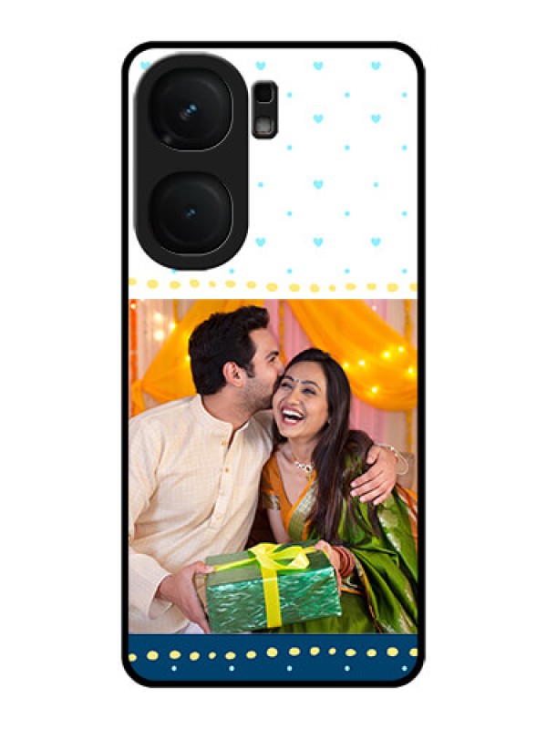 Custom iQOO Neo 9 Pro 5G Custom Metal Phone Case - White And Blue Abstract Design