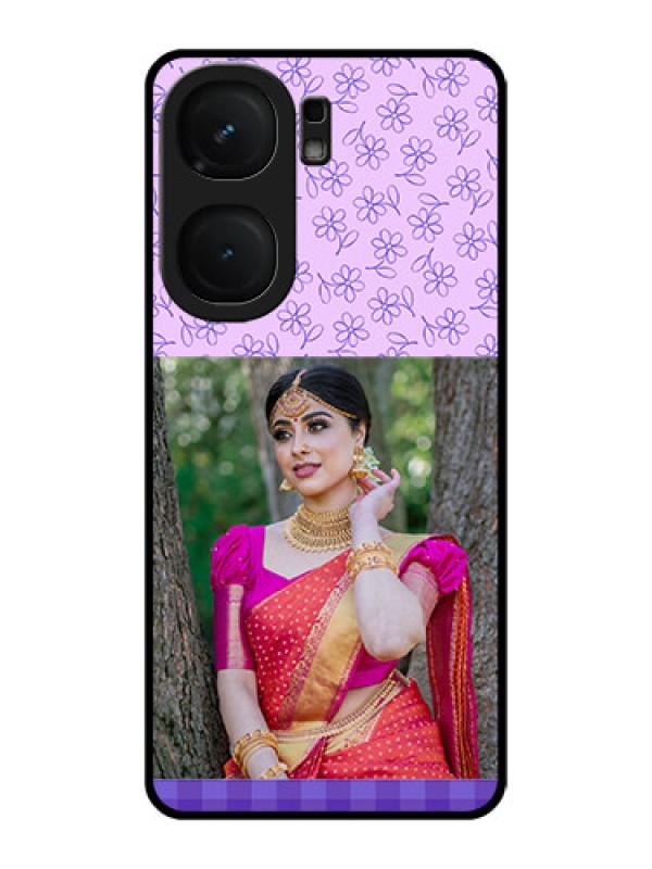 Custom iQOO Neo 9 Pro 5G Custom Metal Phone Case - Purple Floral Design