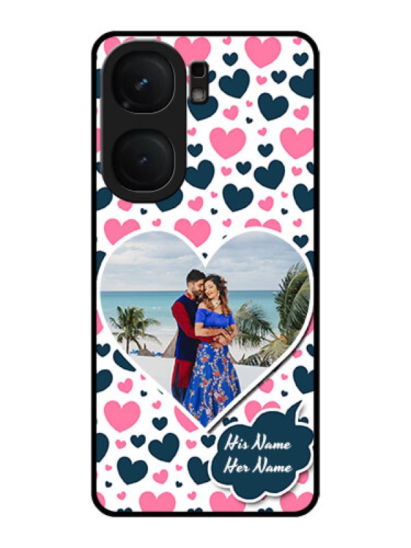 Custom iQOO Neo 9 Pro 5G Custom Metal Phone Case - Pink and Blue Heart Design