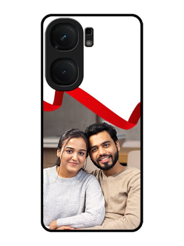 Custom iQOO Neo 9 Pro 5G Custom Metal Phone Case - Red Ribbon Frame Design