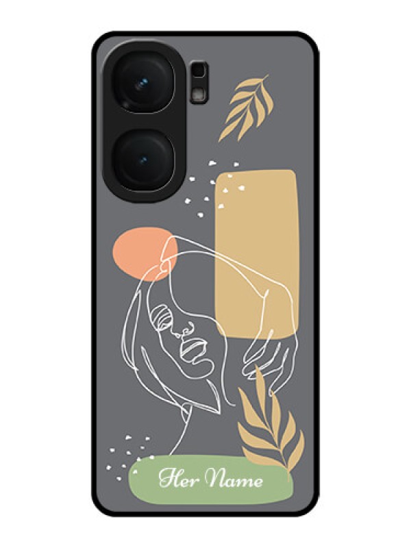Custom iQOO Neo 9 Pro 5G Custom Metal Phone Case - Gazing Woman Line Art Design