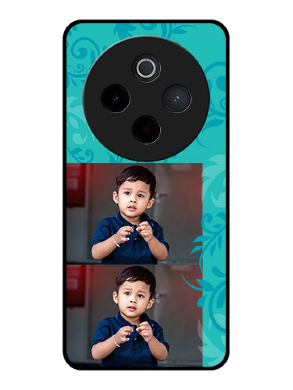 Custom iQOO Z10 5G Custom Metal Phone Case - With Photo And Green Floral Design