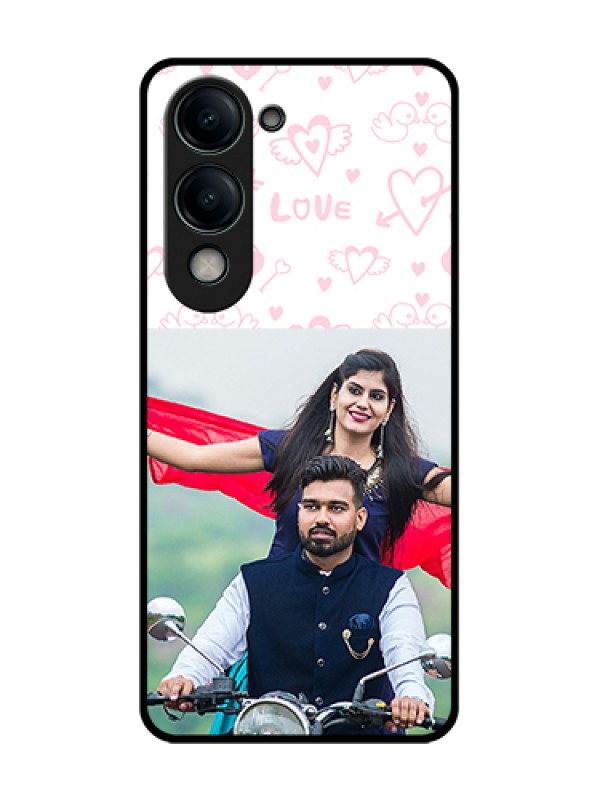 Custom iQOO Z10 Lite Custom Metal Phone Case - Pink Flying Heart Design