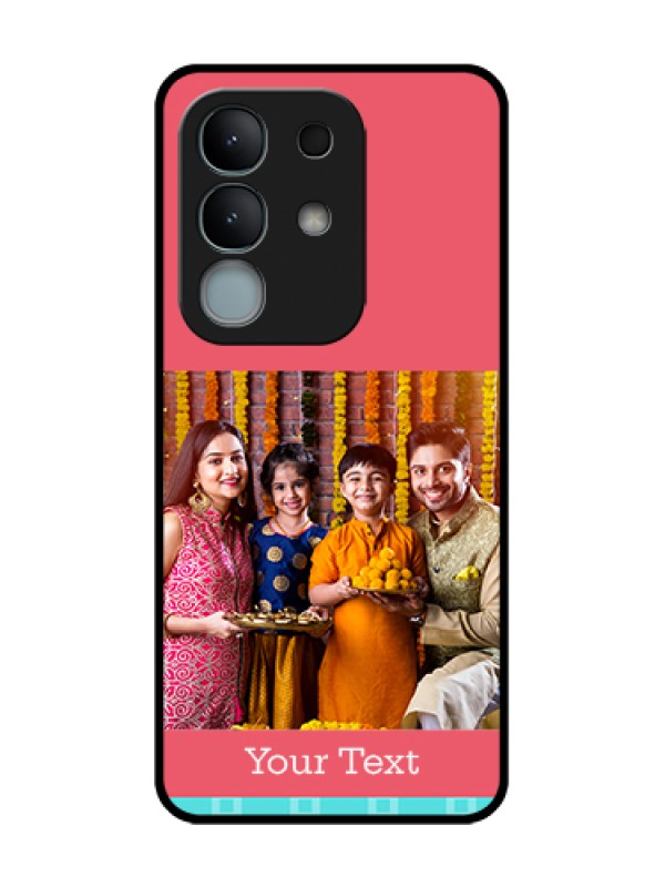 Custom iQOO Z10x 5G Custom Metal Phone Case - Peach & Blue Color Design