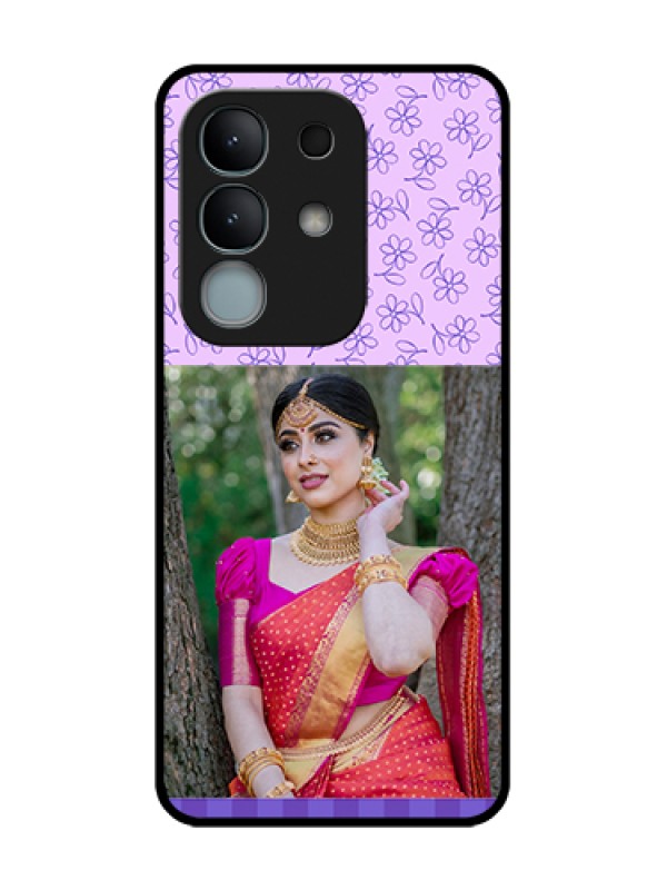 Custom iQOO Z10x 5G Custom Metal Phone Case - Purple Floral Design