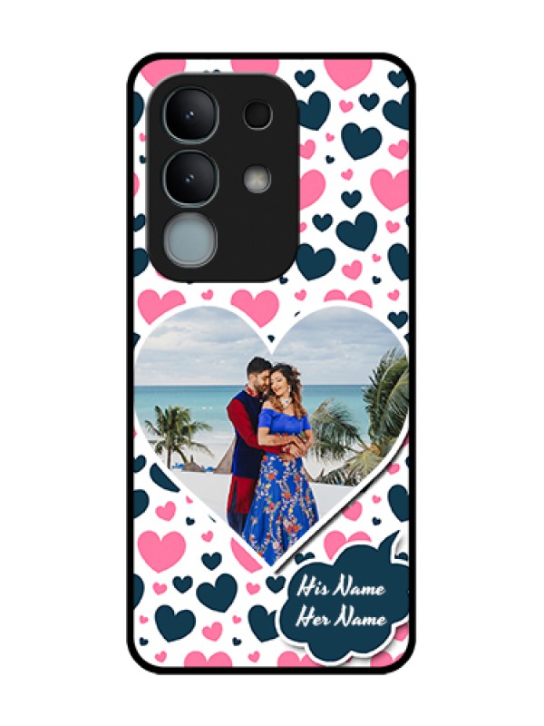 Custom iQOO Z10x 5G Custom Metal Phone Case - Pink & Blue Heart Design