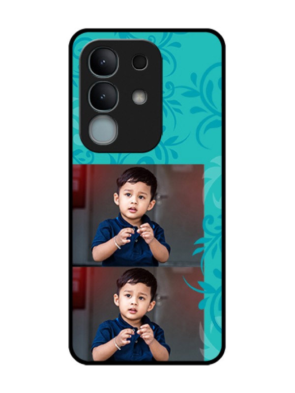 Custom iQOO Z10x 5G Custom Metal Phone Case - With Photo And Green Floral Design