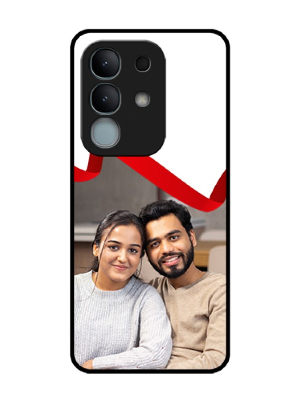 Custom iQOO Z10x 5G Custom Metal Phone Case - Red Ribbon Frame Design