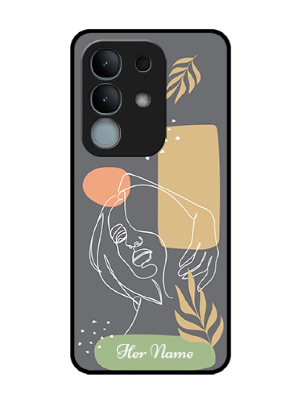 Custom iQOO Z10x 5G Custom Metal Phone Case - Gazing Woman Line Art Design