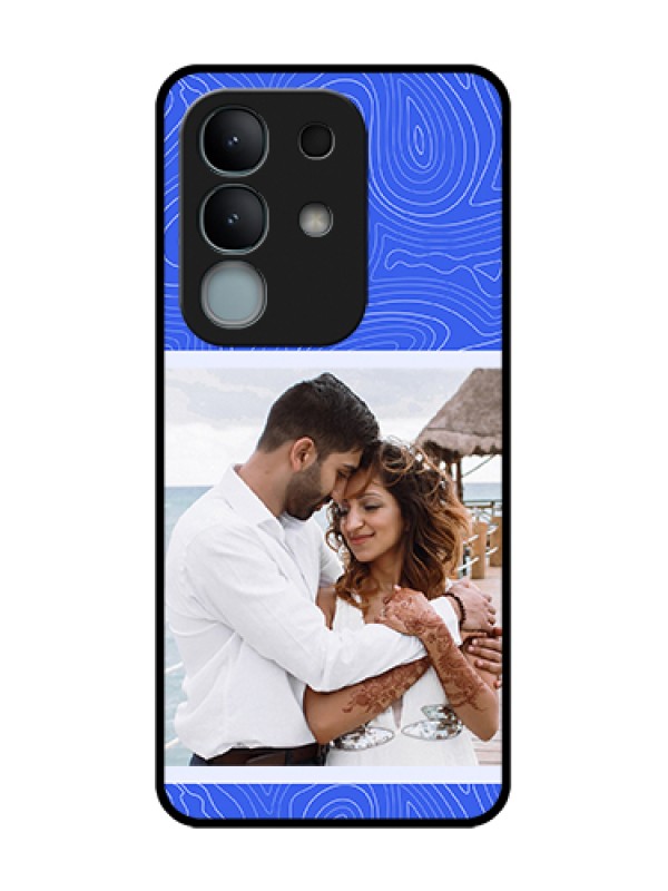 Custom iQOO Z10x 5G Custom Metal Phone Case - Curved Line Art With Blue And White Design