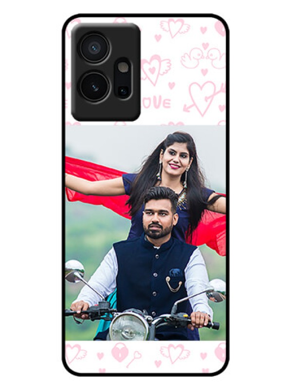 Custom iQOO Z6 5G Custom Metal Phone Case - Pink Flying Heart Design