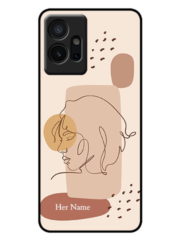 Custom iQOO Z6 5G Custom Metal Phone Case - Calm Woman Line Art Design