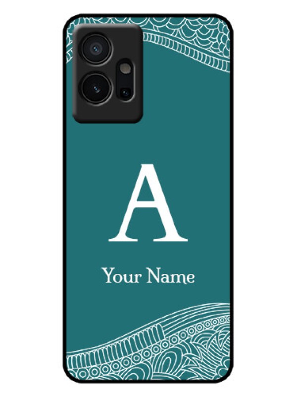 Custom iQOO Z6 5G Custom Metal Phone Case - Line Art Pattern With Custom Name Design