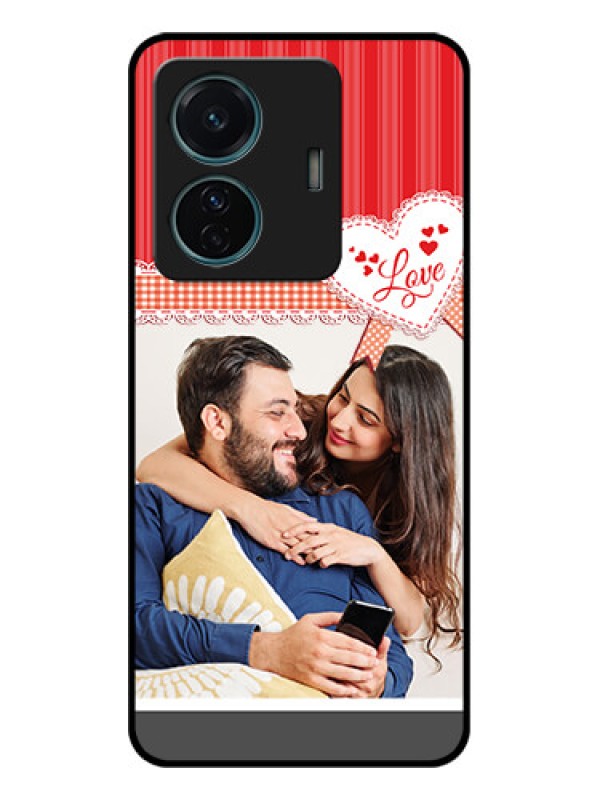Custom iQOO Z6 Pro 5G Custom Metal Phone Case - Red Love Pattern Design