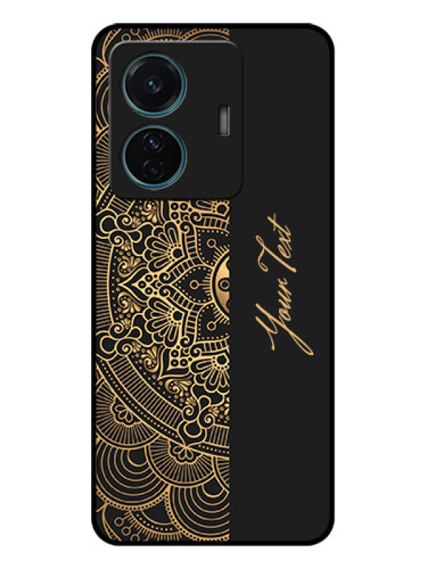 Custom iQOO Z6 Pro 5G Custom Metal Phone Case - Mandala Art With Custom Text Design