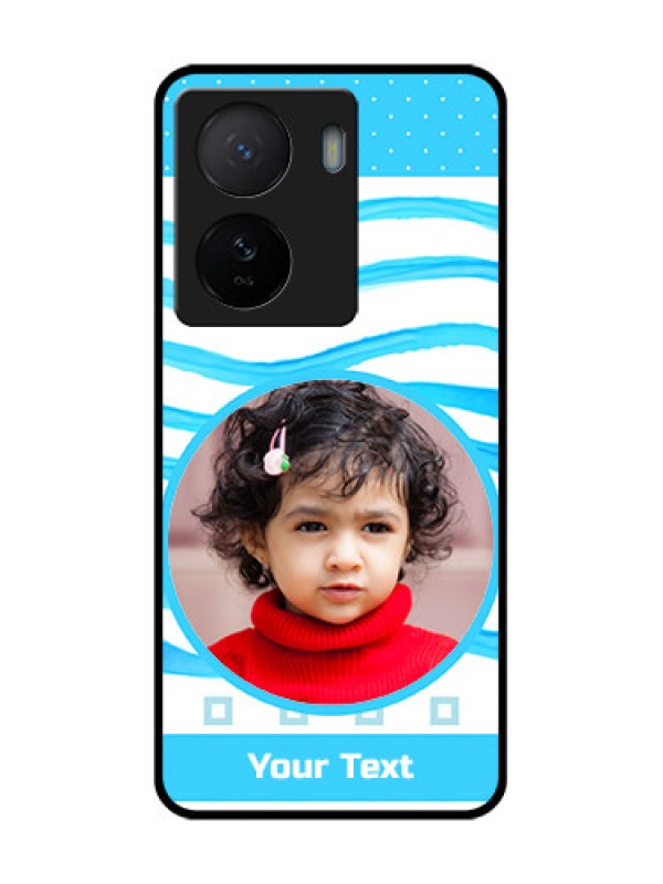 Custom iQOO Z7 5G Custom Metal Phone Case - Simple Blue Case Design