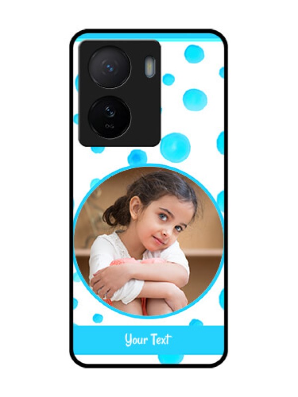 Custom iQOO Z7 5G Custom Metal Phone Case - Blue Bubbles Pattern Design