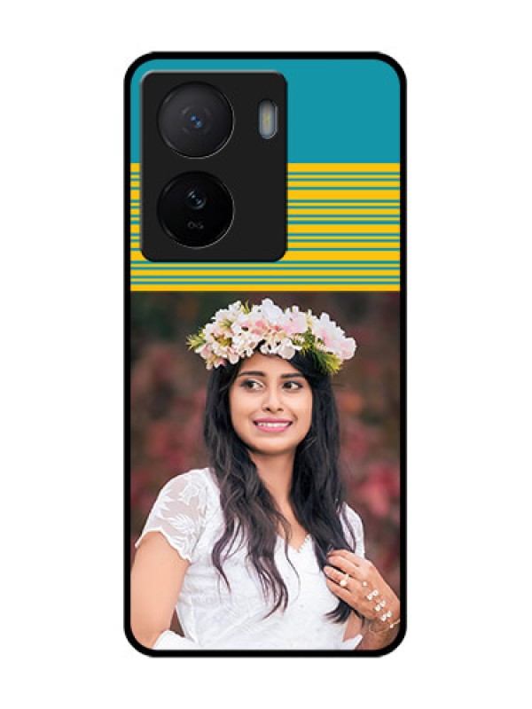 Custom iQOO Z7 5G Custom Metal Phone Case - Yellow and Blue Design