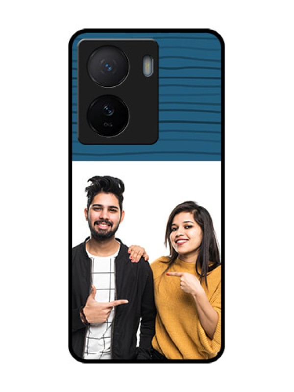 Custom iQOO Z7 5G Custom Metal Phone Case - Blue Pattern Cover Design