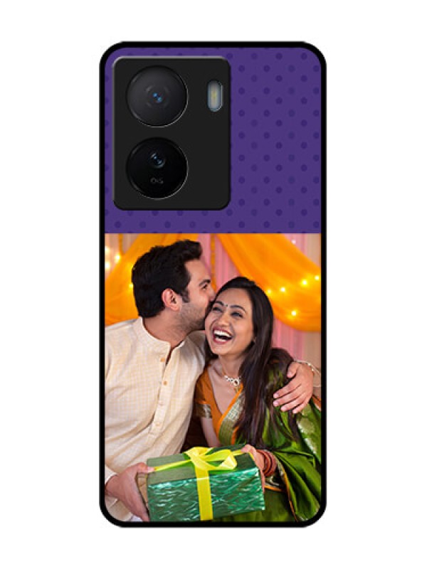 Custom iQOO Z7 5G Custom Metal Phone Case - Violet Colored Pattern Design