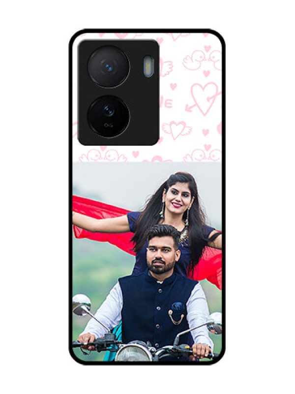 Custom iQOO Z7 5G Custom Metal Phone Case - Pink Flying Heart Design