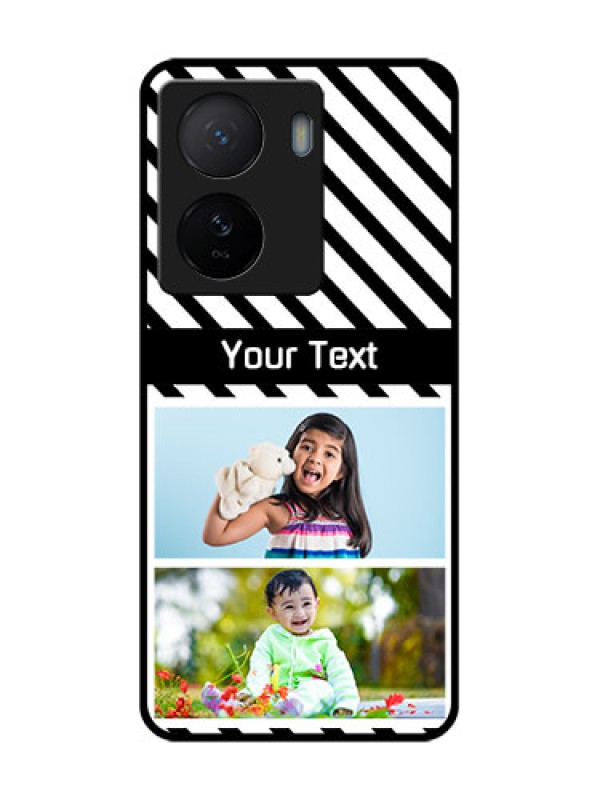 Custom iQOO Z7 5G Custom Metal Phone Case - Black And White Stripes Design