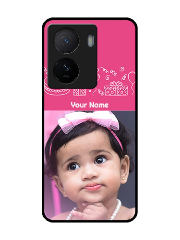 Custom iQOO Z7 5G Custom Metal Phone Case - With Birthday Line Art Design