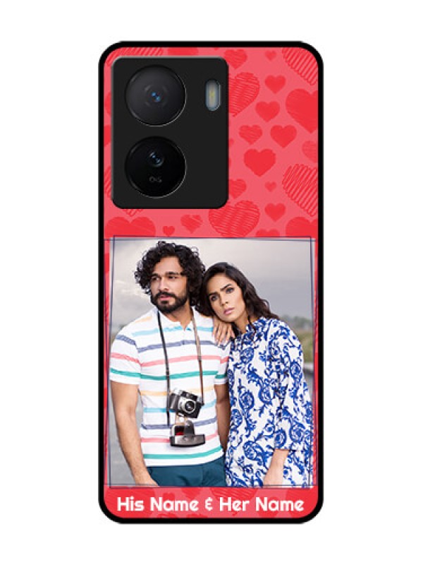 Custom iQOO Z7 5G Custom Metal Phone Case - With Red Heart Symbols Design