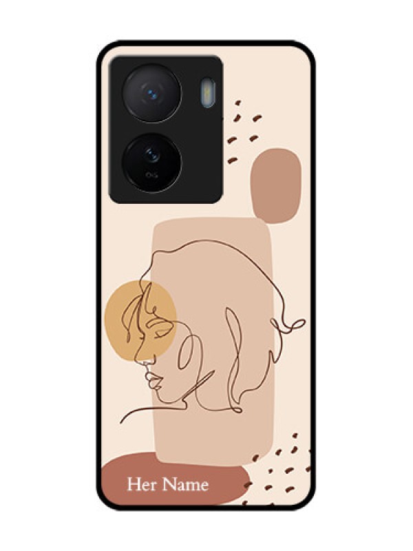 Custom iQOO Z7 5G Custom Metal Phone Case - Calm Woman Line Art Design