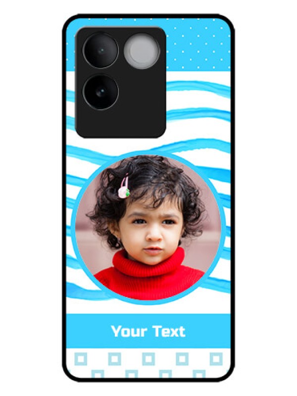 Custom iQOO Z7 Pro 5G Custom Metal Phone CaseSimple Blue Case Design