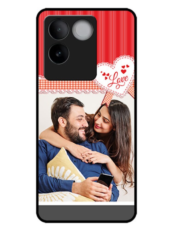 Custom iQOO Z7 Pro 5G Custom Metal Phone CaseRed Love Pattern Design